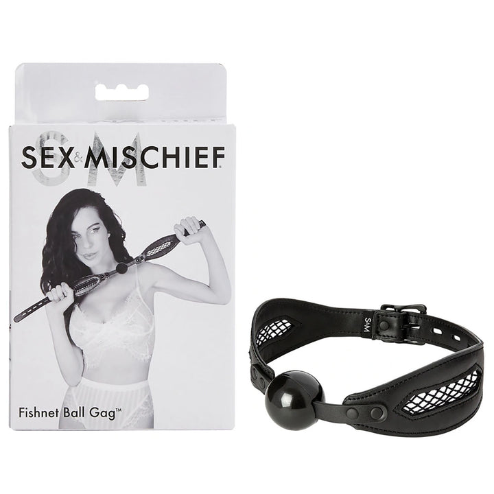 Sex & Mischief Fishnet Ball Gag - Black