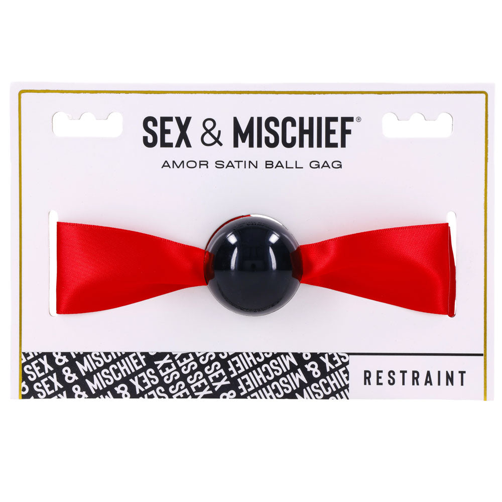 Sex & Mischief Amor Satin Ball Gag - Red