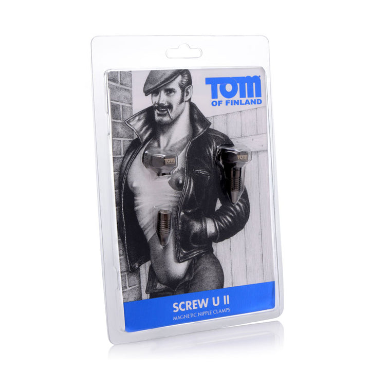 Tom Of Finland Screw U II - Metal Magnetic Nipple Clamps - Set of 2