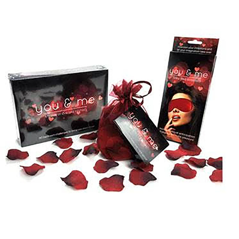 You And Me Lovers Bundle - Couples Game with Blindfold/Rose Petals