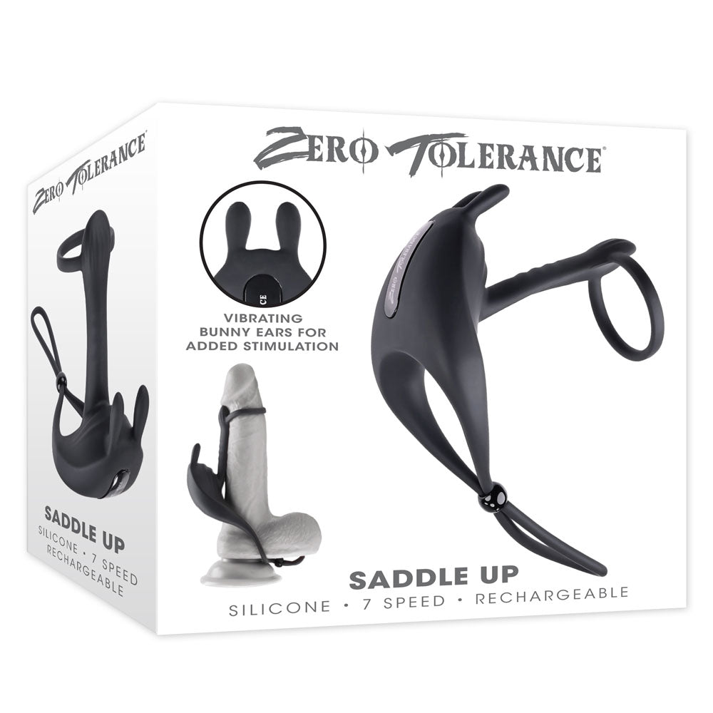 Zero Tolerance Saddle Up - Vibrating Cock & Ball Rings - Black