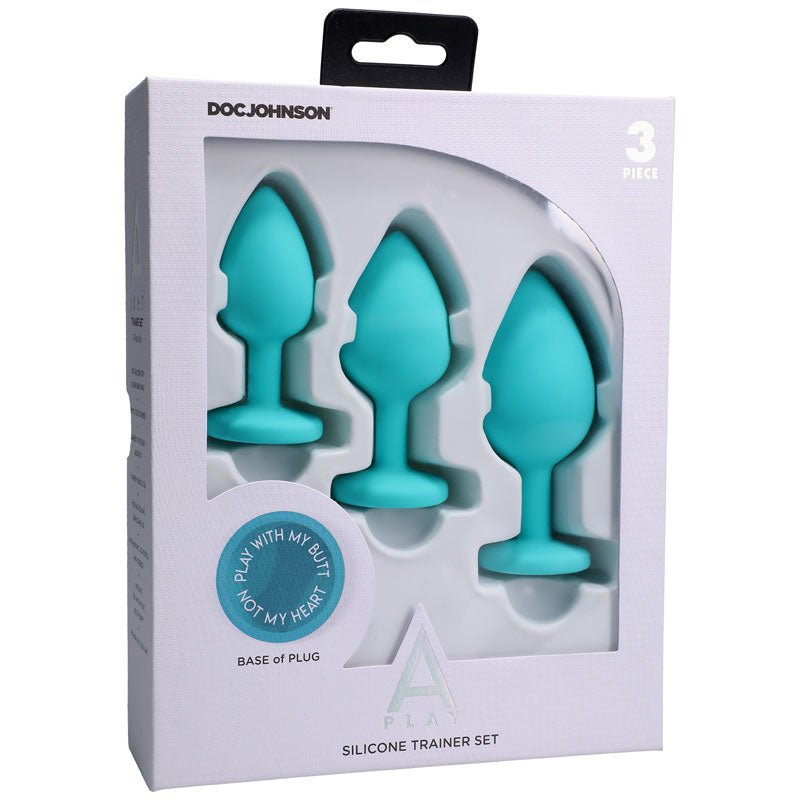 A-Play - Silicone Trainer Teal Butt Plug Set - Set of 3 Sizes