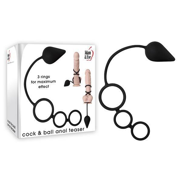 Adam & Eve Cock & Ball Anal Teaser - Black Anal Plug with Cock & Ball Rings