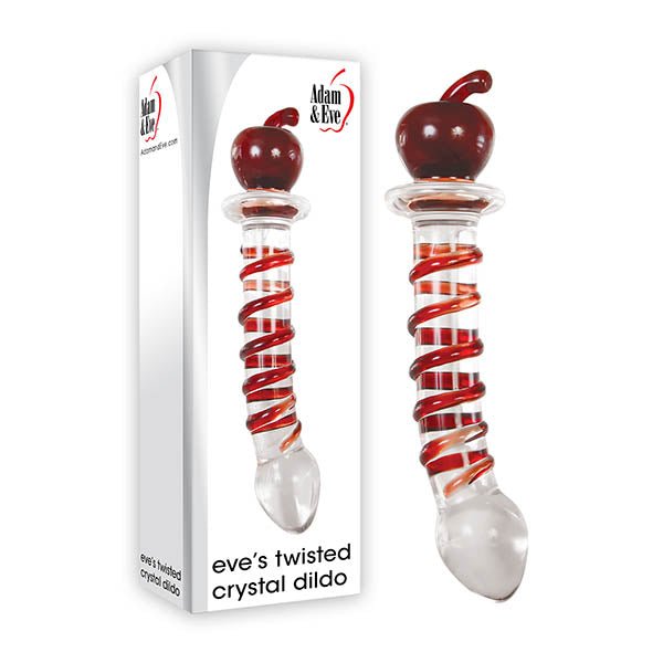 Adam & Eve Eve's Twisted Crystal Clear/Red Glass Dildo