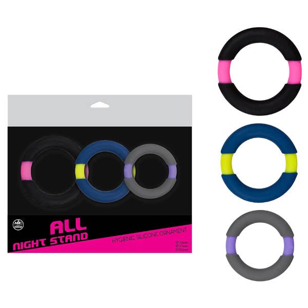 All Night Stand - Coloured Cock Rings - Set of 3 Sizes