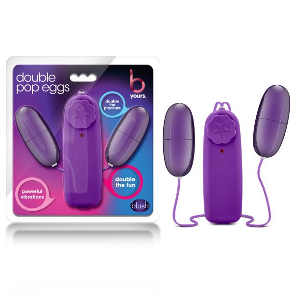B Yours Double Pop Dual Vibrating Plum Purple Eggs 