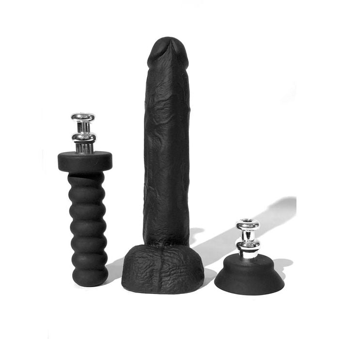 Boneyard Cock 10 inch Black Dong with Suction Cup & Handle Extensions