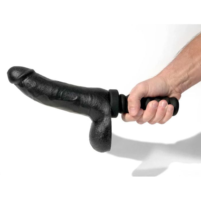 Boneyard Cock 8 inch Black Dong with  Handle Extentions