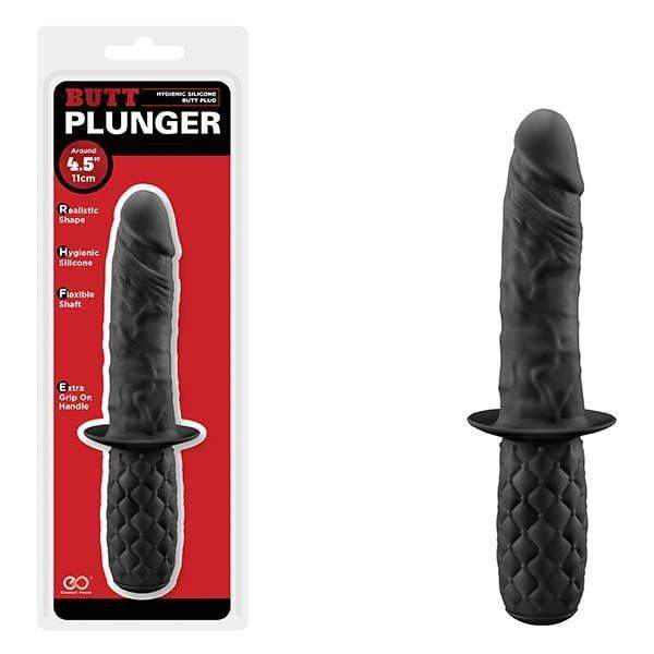 Butt Plunger - Black 11 cm (4.5'') Dong with Handle