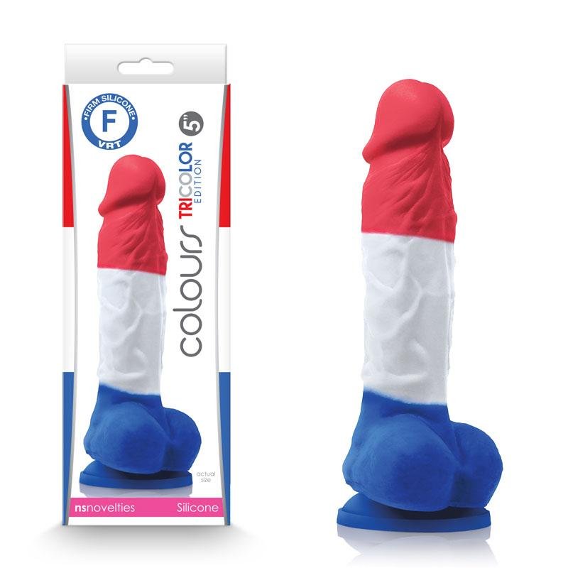 Colours Pleasures Tricolor 5 Inch Dong - Red/White/Blue 