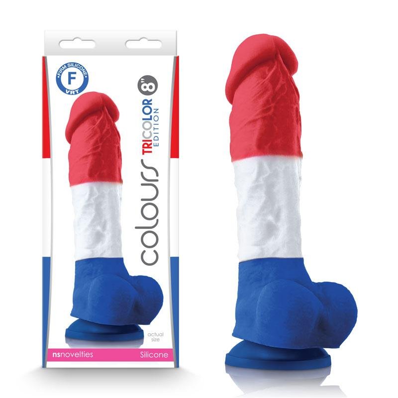Colours Pleasures - Tricolor 8 Inch Dong - Red/White/Blue