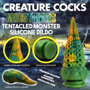 Creature Cocks Monstropus Tentacled Monster Fantasy Dildo - Green/Yellow