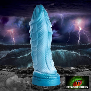 Creature Cocks Sea Serpent Blue Scaly Fantasy Dildo - Blue