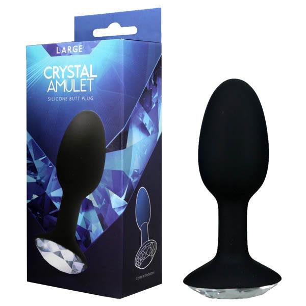 Crystal Amulet - Black Small Butt Plug with Jewel Bottom