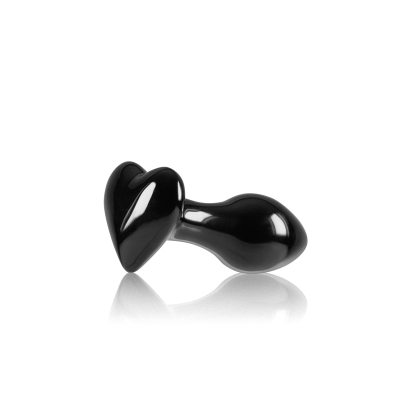 Crystal Heart - Black 9cm Glass Butt Plug