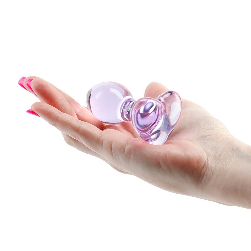 Crystal Heart - Purple 9cm Glass Butt Plug