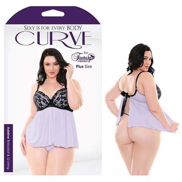 Curve Adeline Babydoll & G-String - Lilac Purple - 3X/4X Size
