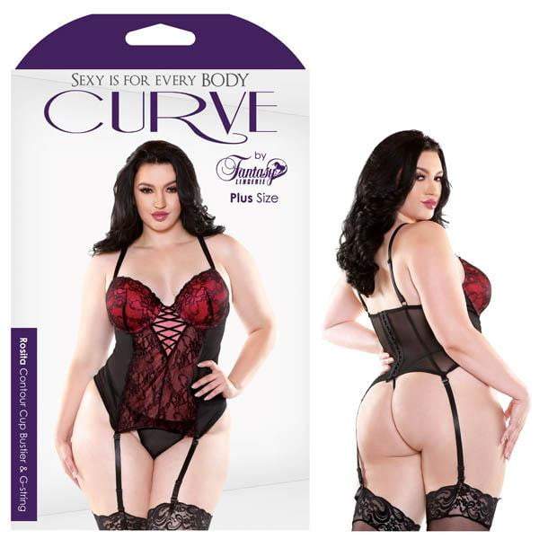 Curve Rosita Contour Red/Black Cup Bustier & G-String - 1X/2X Size