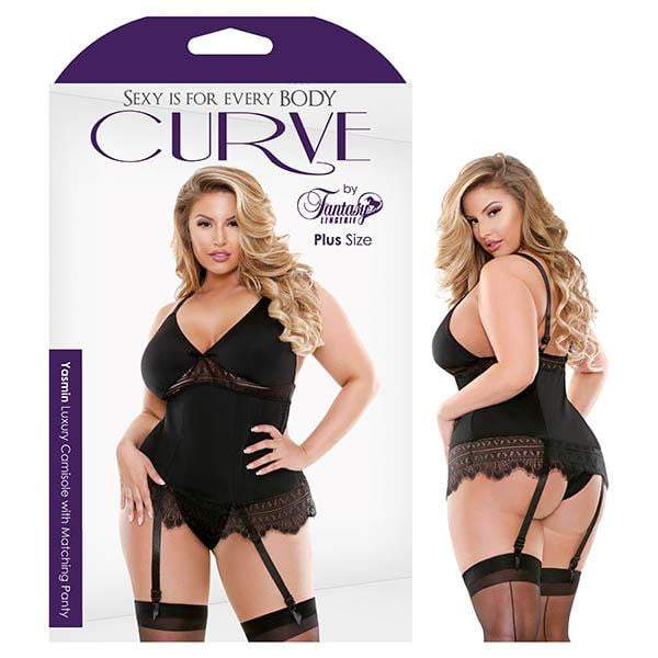 Curve Yasmin Black Luxury Camisole with Matching Panty - 1X/2X Size