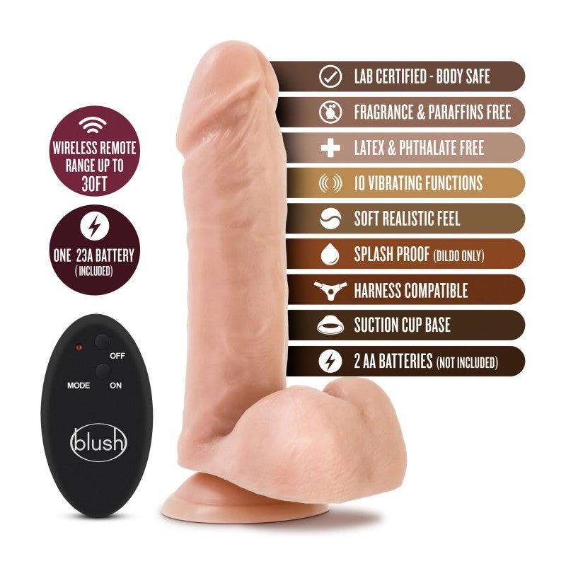 Dr. Skin Vibrating 8 Inch Dildo with Wireless Remote  - Flesh