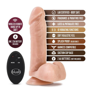 Dr. Skin Vibrating 8 Inch Dildo with Wireless Remote  - Flesh