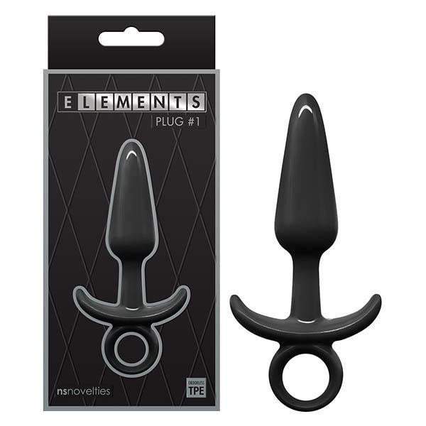 Elements Plug #1 Black 4.1 Inch Butt Plug with Ring Pull