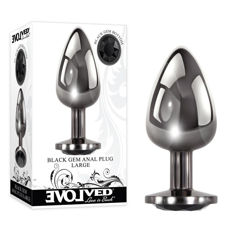 Evolved Metallic Large Anal Plug with Black Gem 