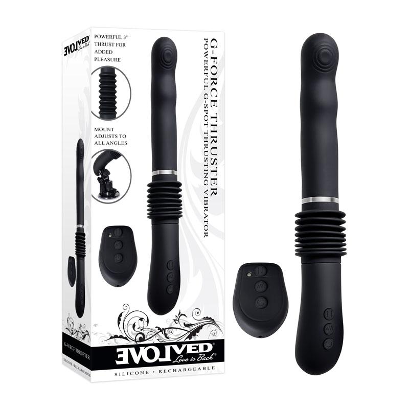 Evolved G-Force Black Thrusting Vibrator with Suction Base