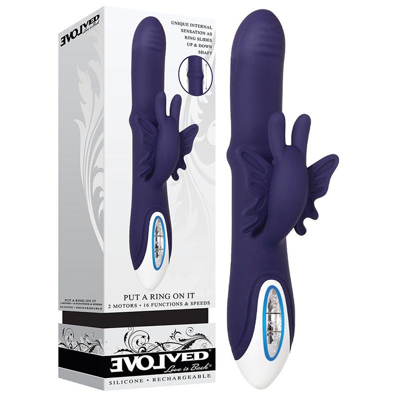 Evolved Put A Ring On it Navy Blue Rabbit Vibrator