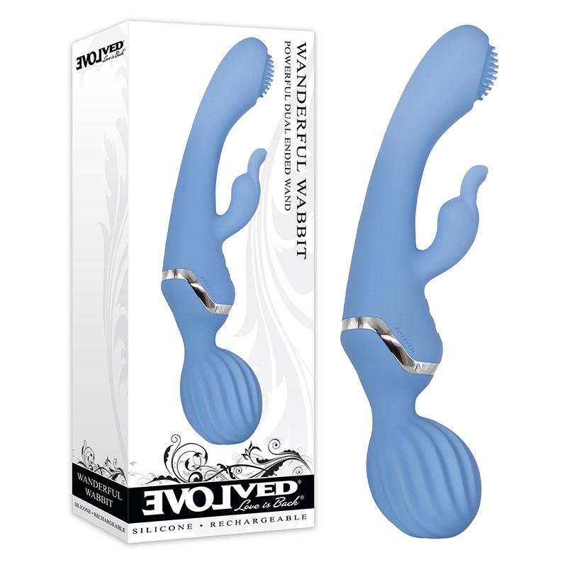 Evolved Wanderful Wabbit - Blue Rabbit Vibrator & Massage Wand