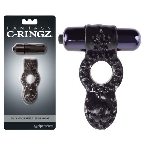 Fantasy C-Ringz Ball-Banger Super Ring - Black Vibrating Cock Ring