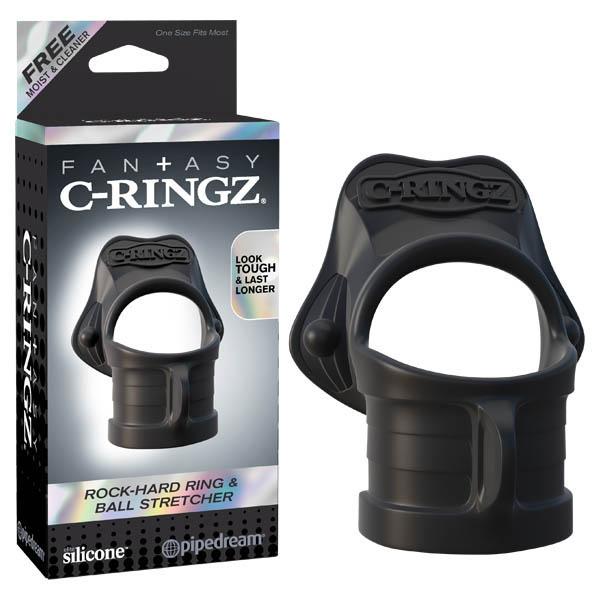 Fantasy C-ringz Rock Hard Ring & Ball Stretcher - Black Cock & Ball Ring
