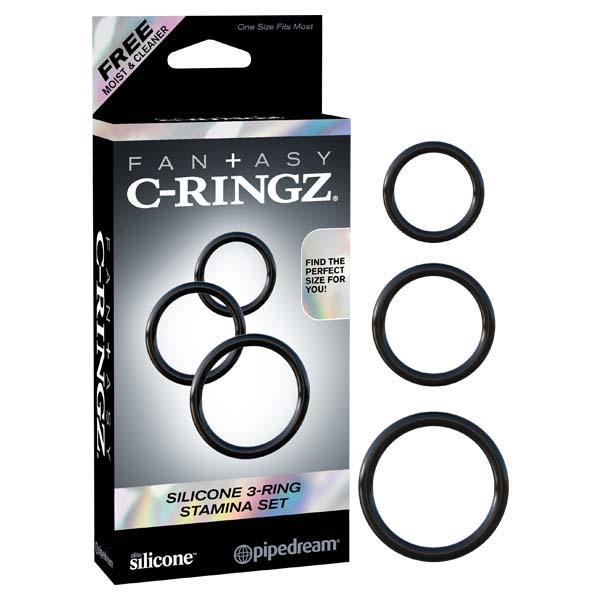 Fantasy C-Ringz Silicone Black 3-Ring Stamina Set 