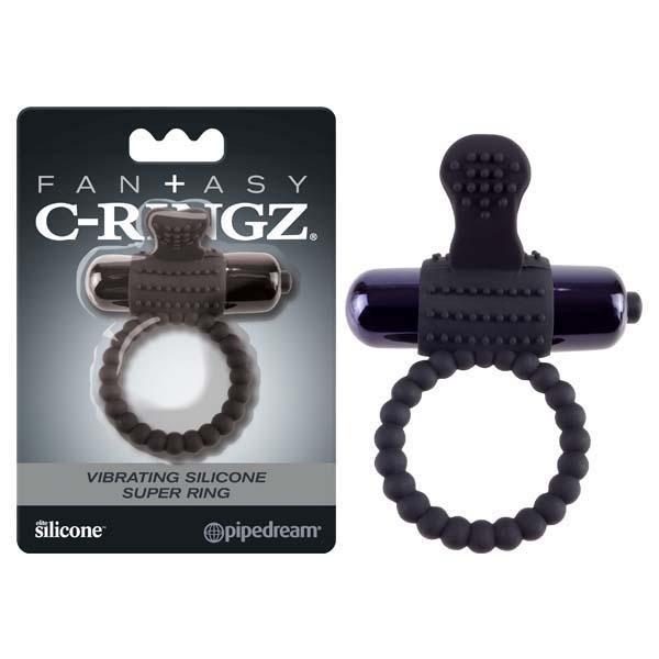 Fantasy C-Ringz Vibrating Silicone Super Ring - Black Vibrating Cock Ring