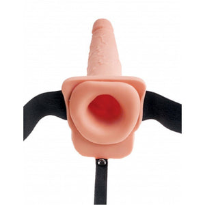 Fetish Fantasy Series 7.5 Inch Hollow Squirting Strap-On with Balls - Flesh