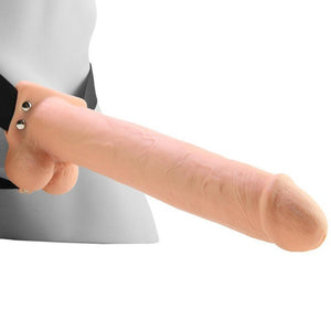 Fetish Fantasy Vibrating 11 Inch Hollow Strap-On with Balls - Flesh