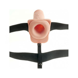 Fetish Fantasy Vibrating 11 Inch Hollow Strap-On with Balls - Flesh
