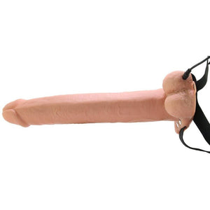 Fetish Fantasy Vibrating 11 Inch Hollow Strap-On with Balls - Flesh
