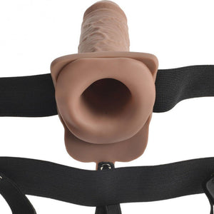 Fetish Fantasy Vibrating 7 Inch Hollow Strap-On with Remote - Tan