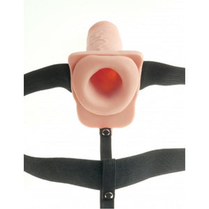 Fetish Fantasy Vibrating 9 Inch Hollow Strap-On with Balls - Flesh