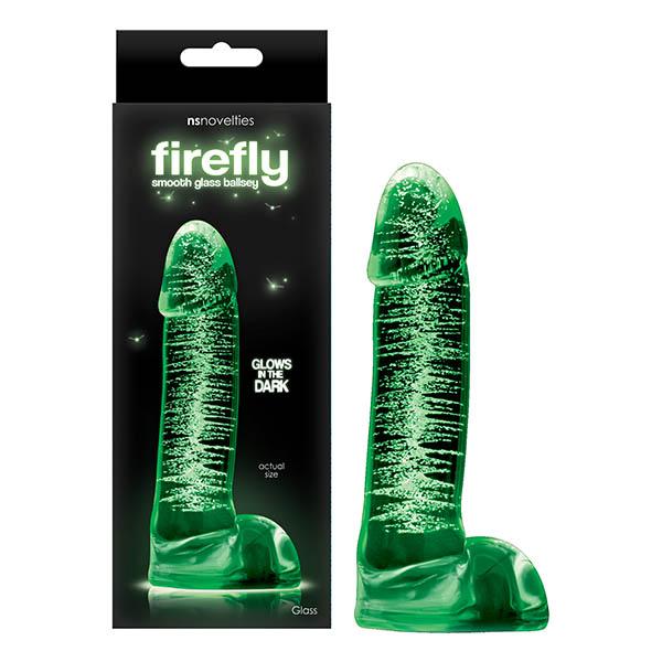 Firefly Glass - Smooth Ballsey - Glow in the Dark 10 cm (4'') Glass Dong