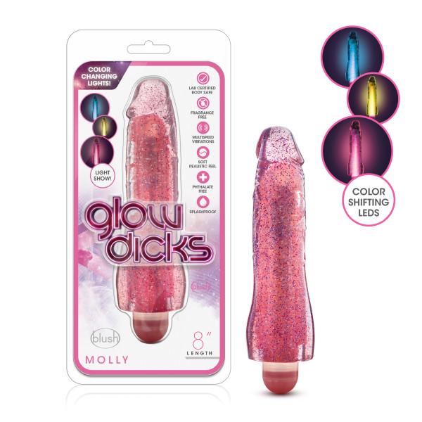 Glow Dicks Molly - Glitter Pink 20.3 cm (8'') Light-Up Vibrator
