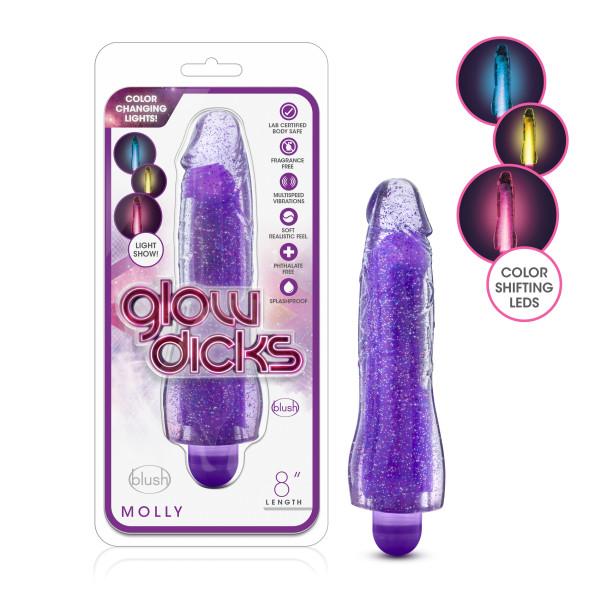 Glow Dicks Molly - Glitter Purple 20.3 cm (8'') Light-Up Vibrator