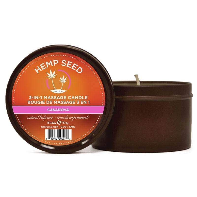 Hemp Seed 3-In-1 Massage Candle - Casanova (Fresh Greens, Wild Jasmine & Creamy Coconut) - 170 g