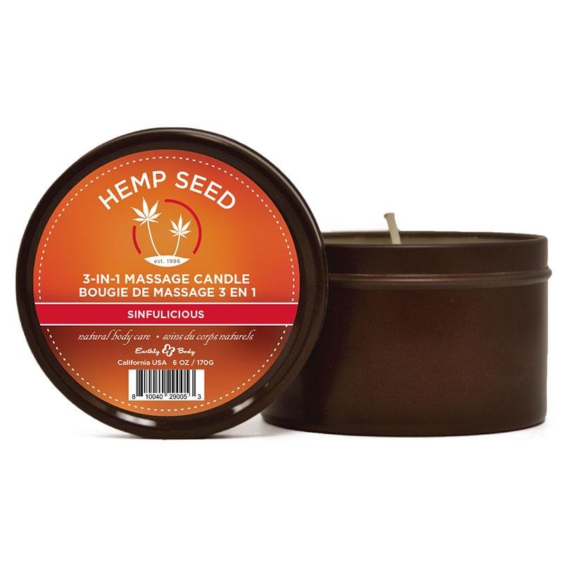 Hemp Seed 3-In-1 Massage Candle - Sinfulicious (Blood Orange, Lychee & Pineapple Wood) - 170 g