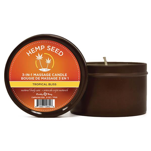 Hemp Seed 3-In-1 Massage Candle - Tropical Bliss (Coconut, Papaya & Sweet Bourbon) - 170 g