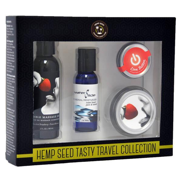 Hemp Seed Tasty Travel Collection - Strawberry Scented Lotion Kit - 4 Piece Set