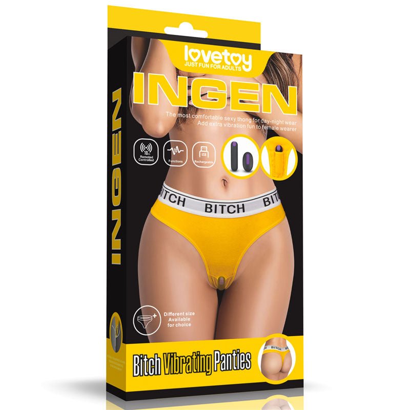 Ingen Remote Control Bitch Vibrating Panties – XS/S – Yellow & White