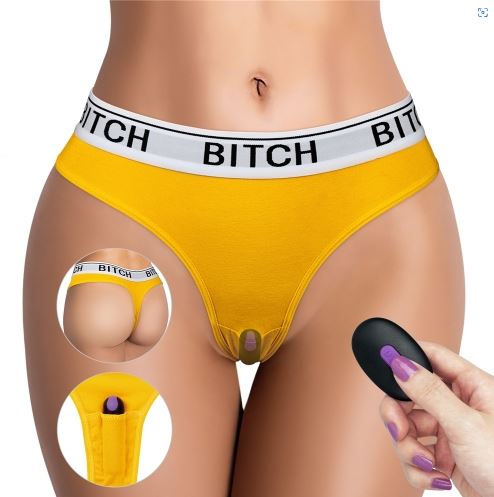 Ingen Remote Control Bitch Vibrating Panties – M/L – Yellow & White