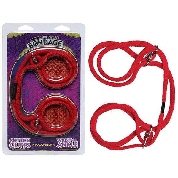 Japanese Style Bondage Cotton Cuffs - Red Rope Restraints